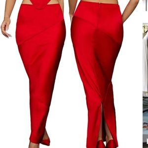 House of CB satin midi skirt red size small brand new